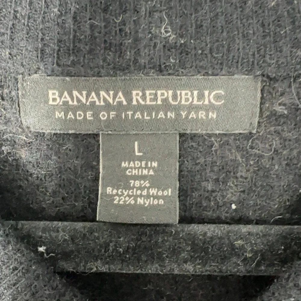 Banana Republic Bomber Sweater Mens L‎ Brown Button Up Wool Blend